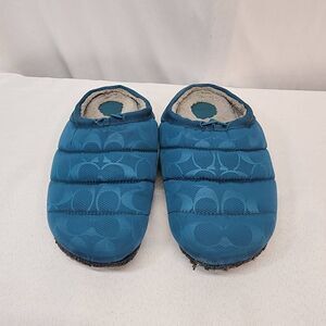 Coach Size 7.5 Rachelle Slippers Slides Women Lagoon Blue Comfort Lined HH